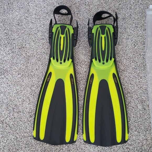 NEW Oceanic Viper OH Fins Open Heel Scuba Diving Snorkeling Yellow Black Adjust - Picture 5 of 8